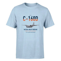 Thumbnail for Transall C-160D design on light blue double-side t-shirt, single-side print