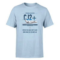Thumbnail for Cessna Citation CJ2+ design on light blue double-side t-shirt, single-side print