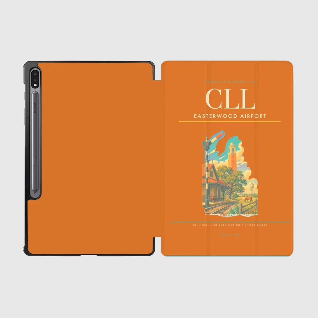 Easterwood Airport (CLL) design on orange samsung tablet tablet case