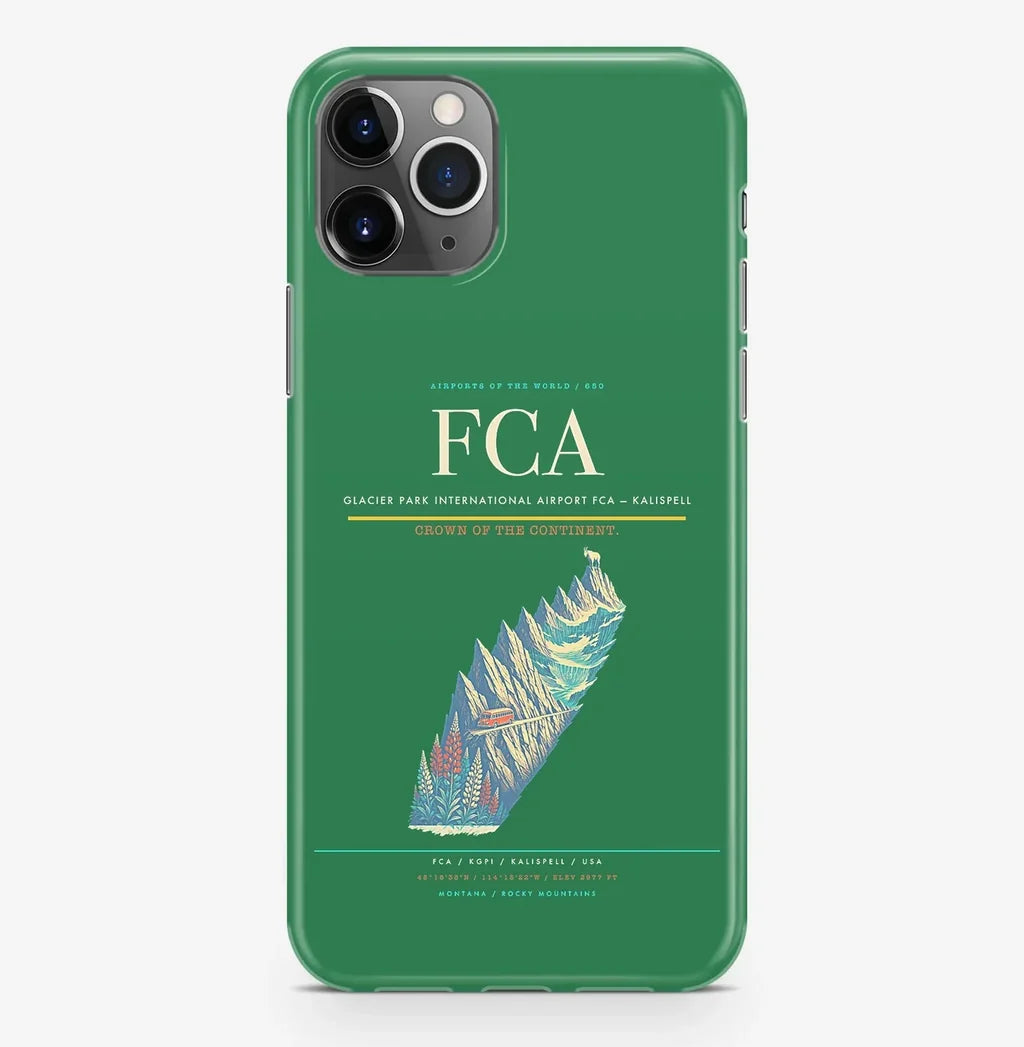 Kalispell Airport (FCA) design on green iPhone 16 Pro MagSafe case