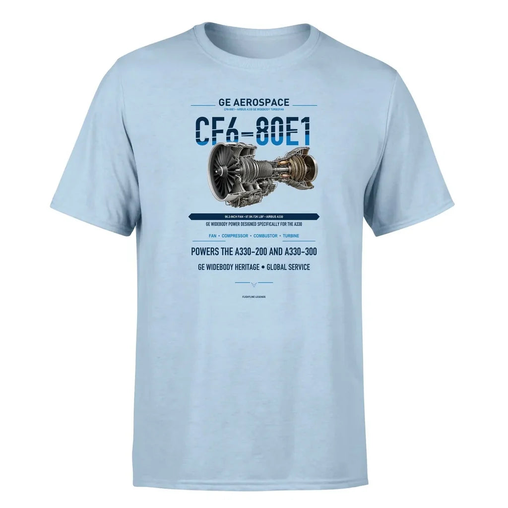 CF6-80E1 design on light blue single side