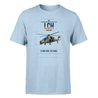 Thumbnail for HAL LCH Prachand design on light blue t-shirt, single-side print