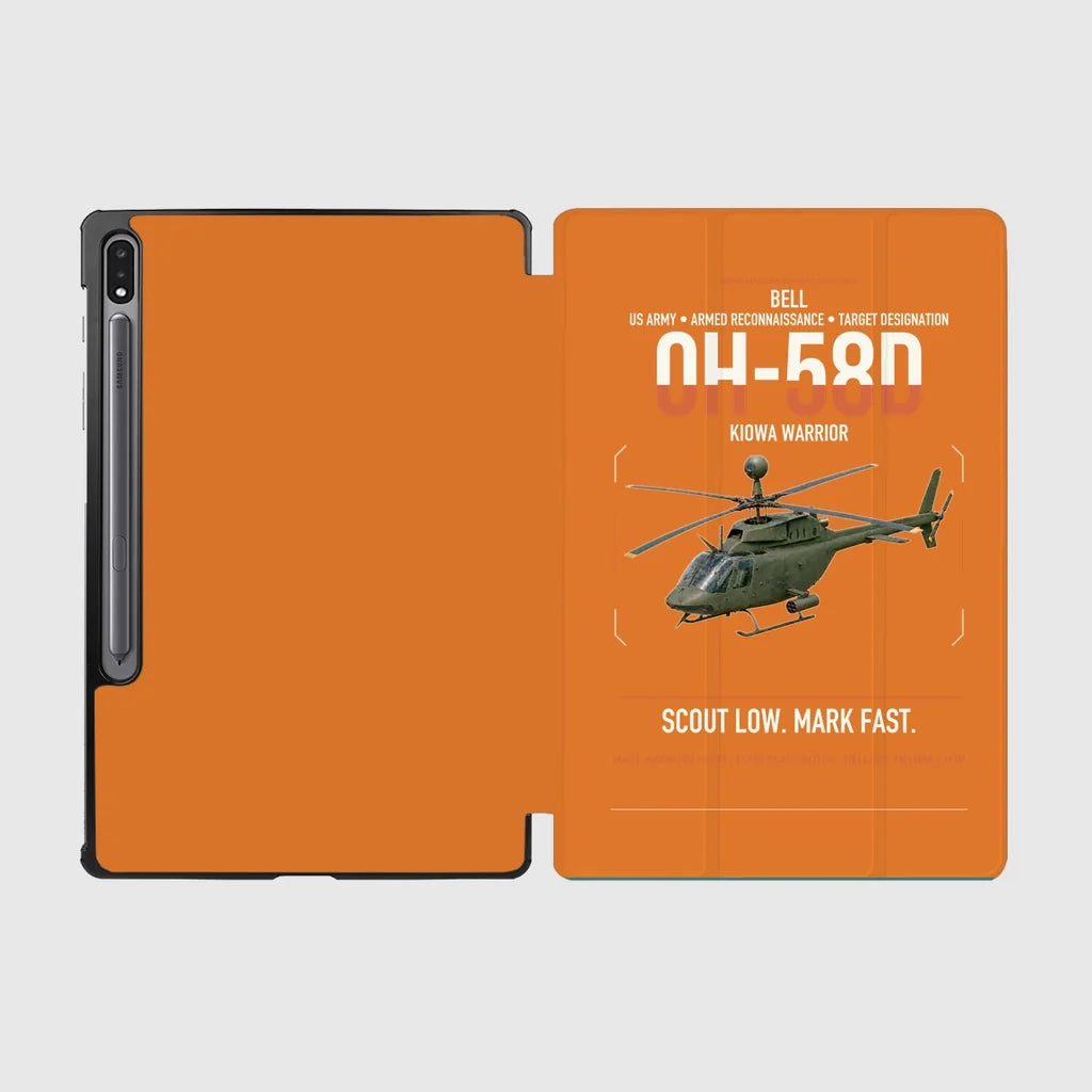 Bell OH-58D Kiowa Warrior design on orange samsung tablet tablet case