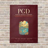 Thumbnail for Punta Gorda Airport PGD - Canvas Framed - Dark Red
