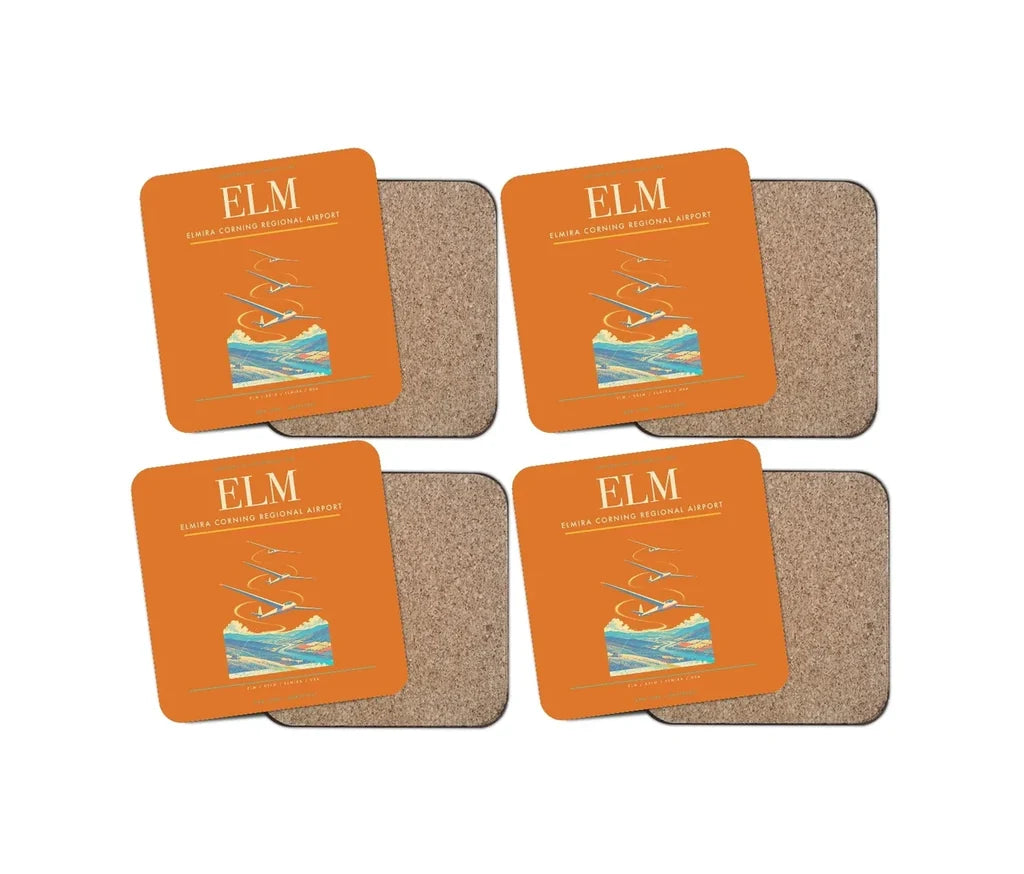 Elmira Corning Regional Airport (ELM) design on orange 4 pieces set coaster