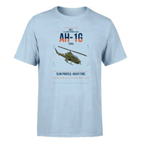 Thumbnail for Bell AH-1G Cobra design on light blue t-shirt, single-side print