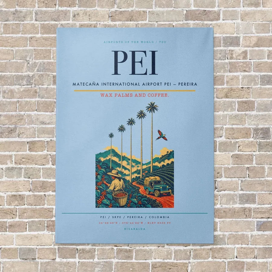 Matecaña International Airport PEI — Pereira vertical canvas print - no frame - light blue background