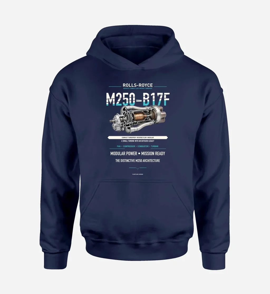 M250-B17F design on navy blue hoodie single side