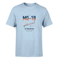 Thumbnail for MQ-1B Predator design on light blue double-side t-shirt, single-side print