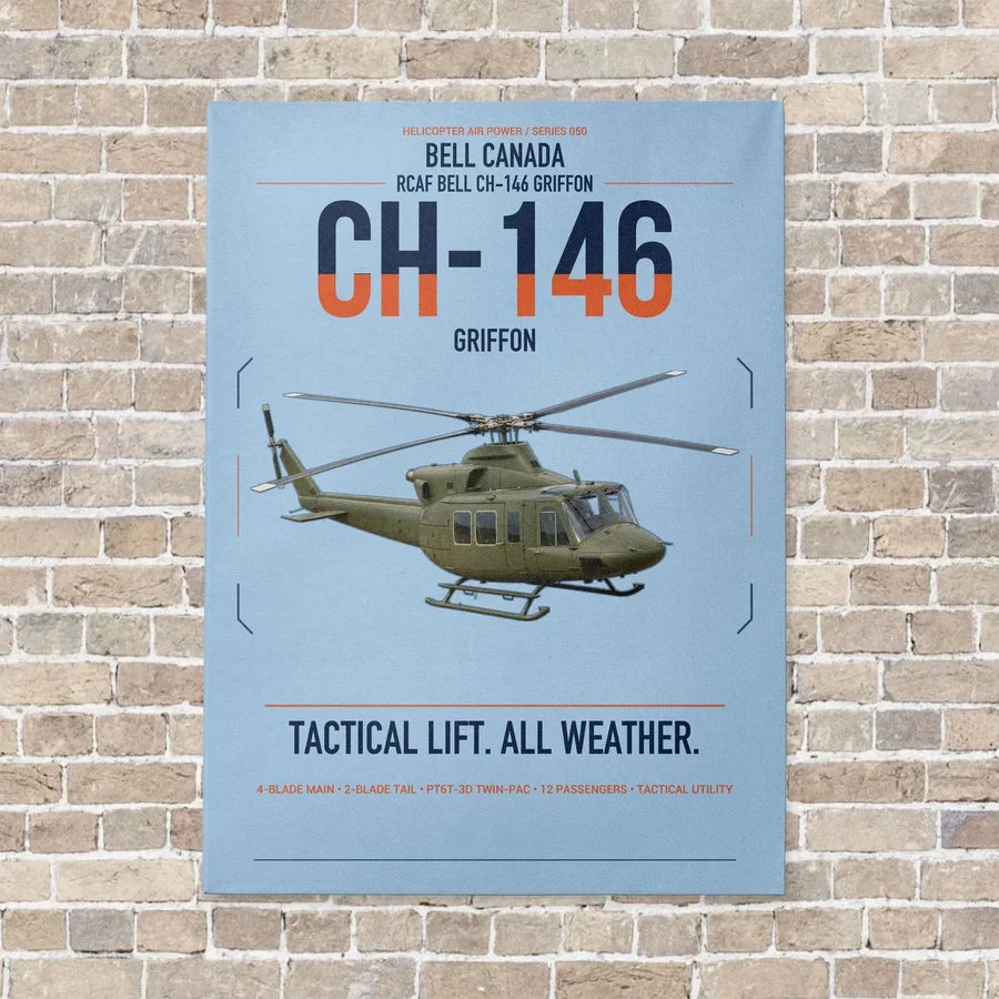 Bell Canada CH-146 Griffon vertical canvas print - no frame - light blue background