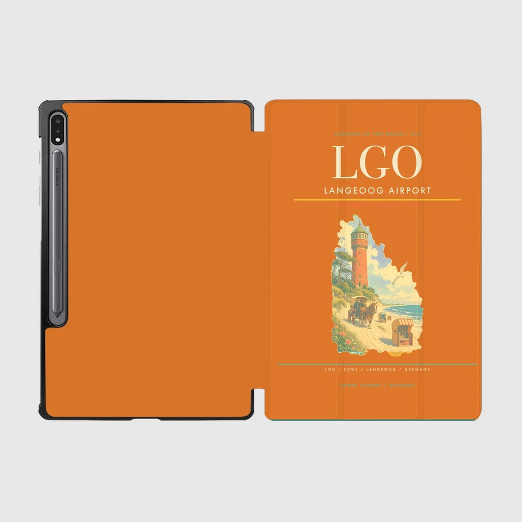 Langeoog Airport (LGO) design on orange samsung tablet tablet case