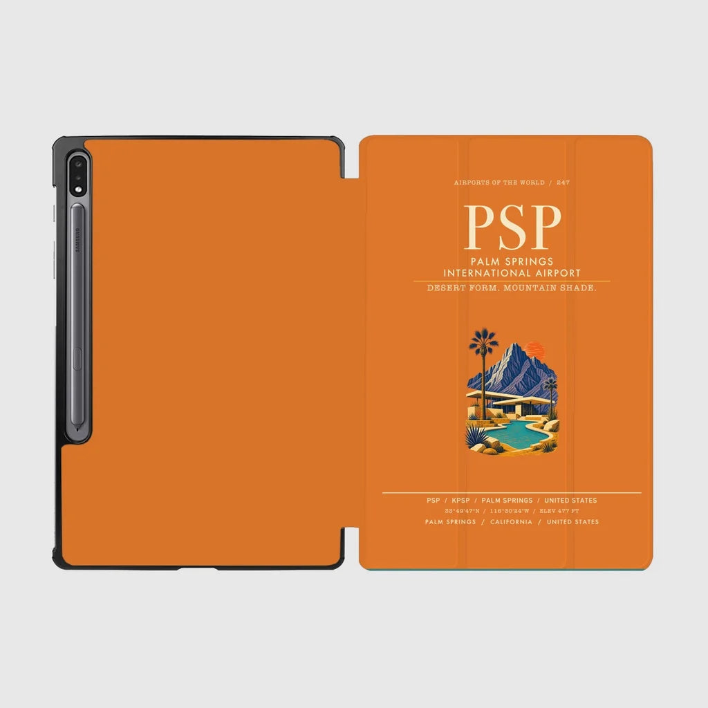 Palm Springs International Airport (PSP) design on orange samsung tablet tablet case