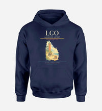 Thumbnail for Langeoog Airport (LGO) design on navy blue hoodie single-side print