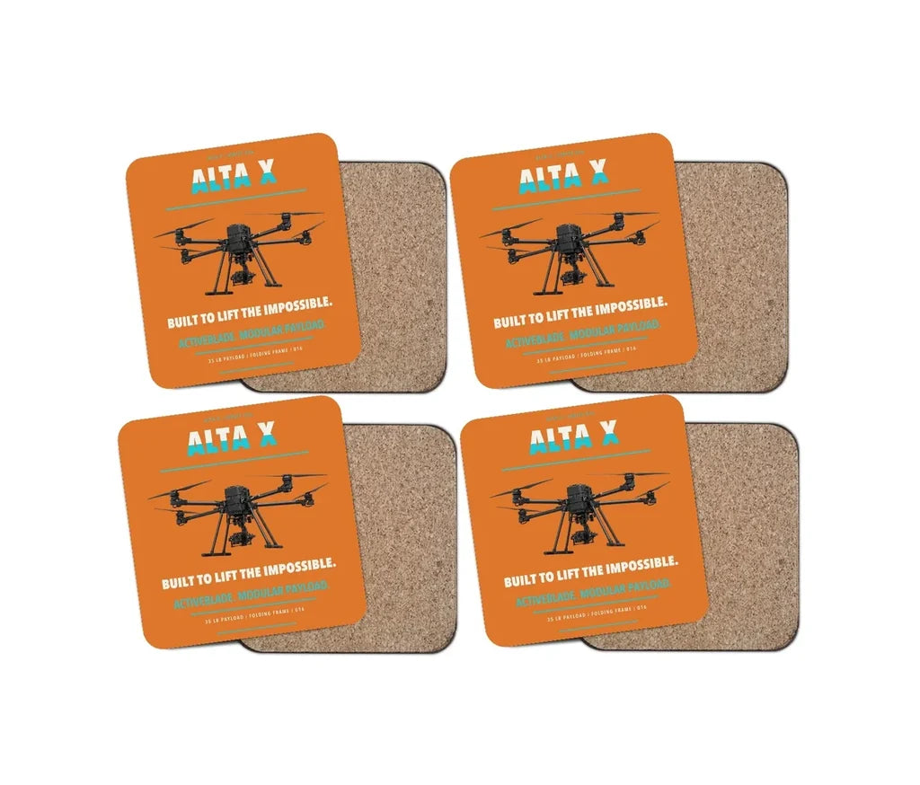 Freefly Alta X design on orange 4 pieces set coaster