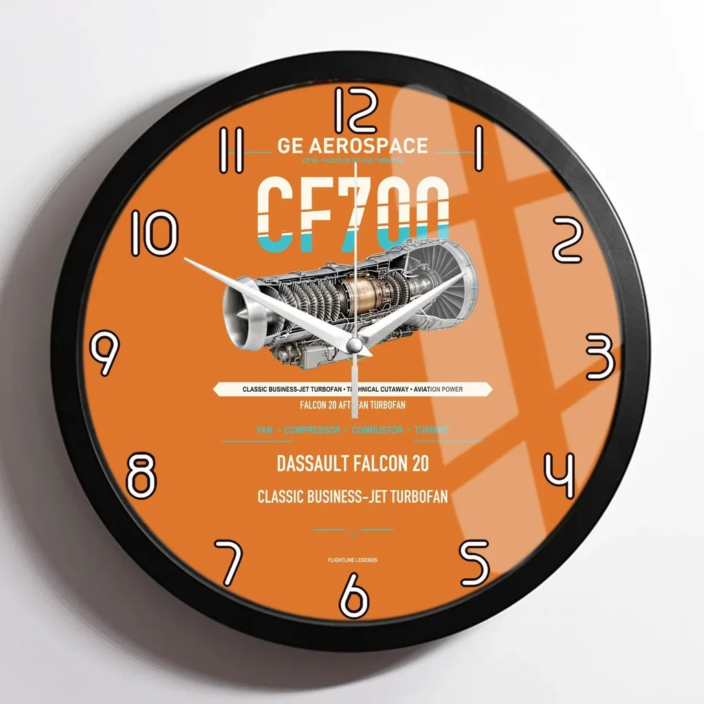 CF700 design on orange framed wall clock