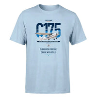 Thumbnail for Cessna 175 Skylark design on light blue t-shirt, single-side print