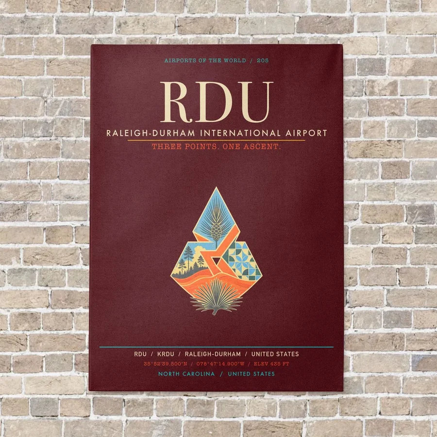Raleigh-Durham International Airport RDU - Canvas Framed - Dark Red