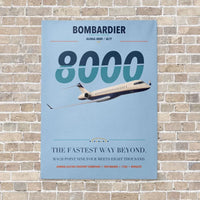 Thumbnail for Bombardier Global 8000 vertical canvas print - no frame - light blue background
