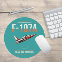 Thumbnail for F-107A Ultra Sabre design on turquoise round mouse pad