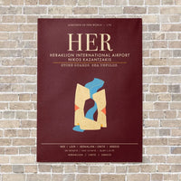 Thumbnail for Heraklion International Airport Nikos Kazantzakis HER - Canvas Framed - Dark Red