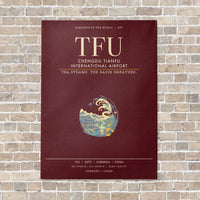 Thumbnail for Chengdu Tianfu International Airport TFU - Canvas Framed - Dark Red