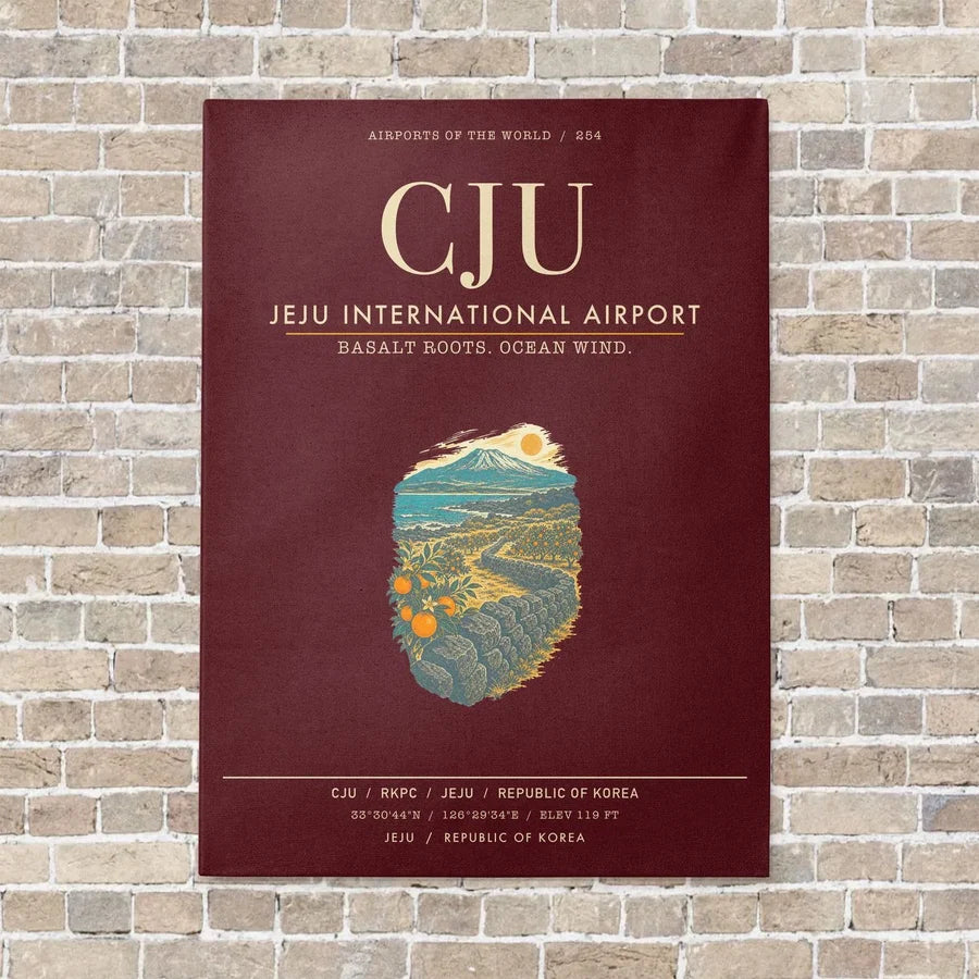 Jeju International Airport CJU - Canvas Framed - Dark Red
