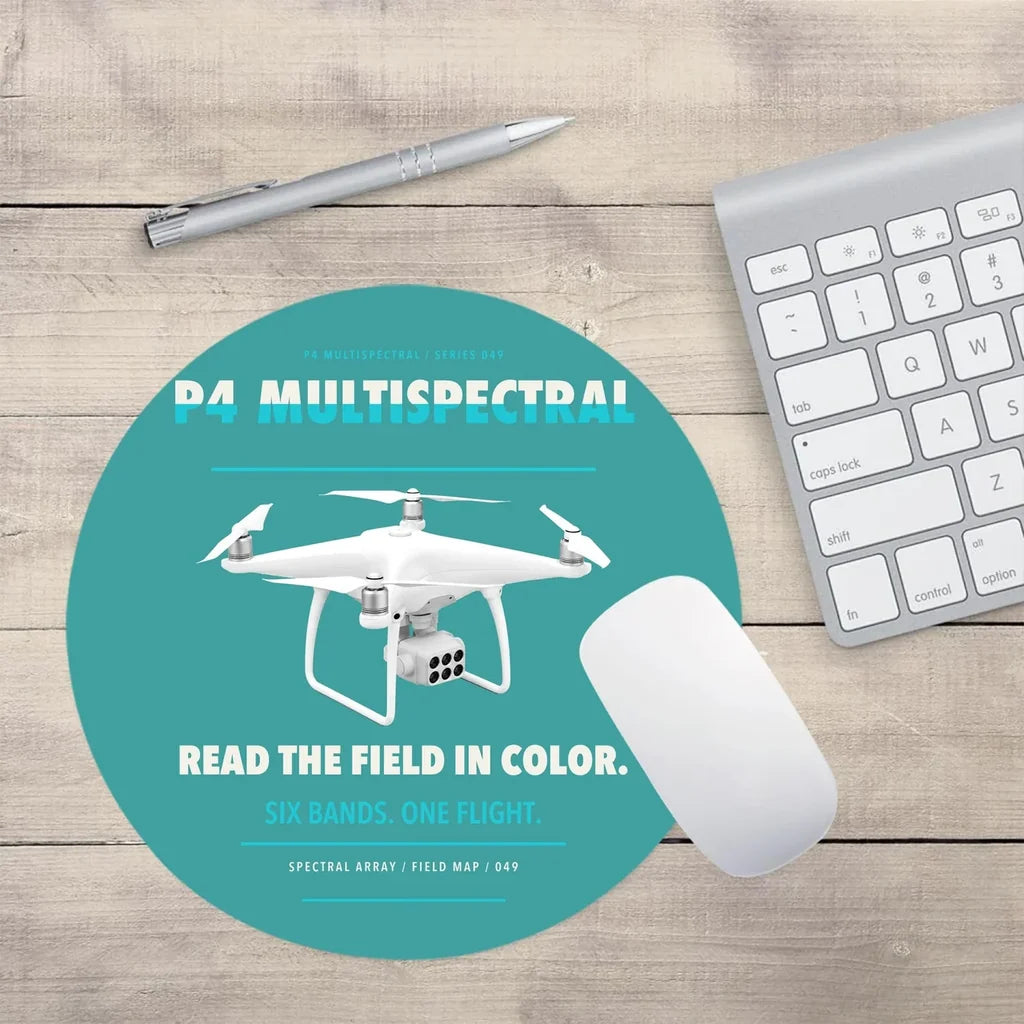 DJI P4 Multispectral design on turquoise round mouse pad
