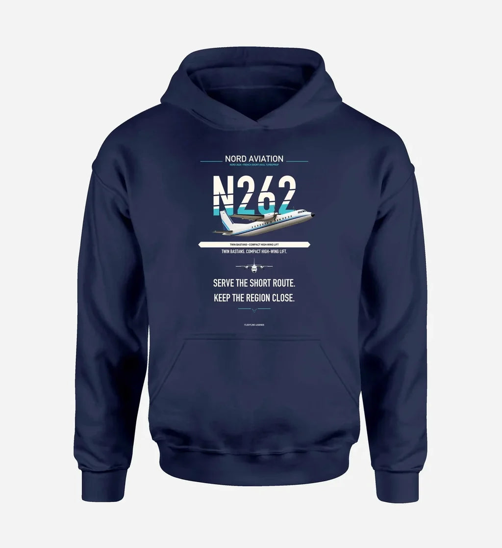 Nord 262A design on navy blue hoodie single side