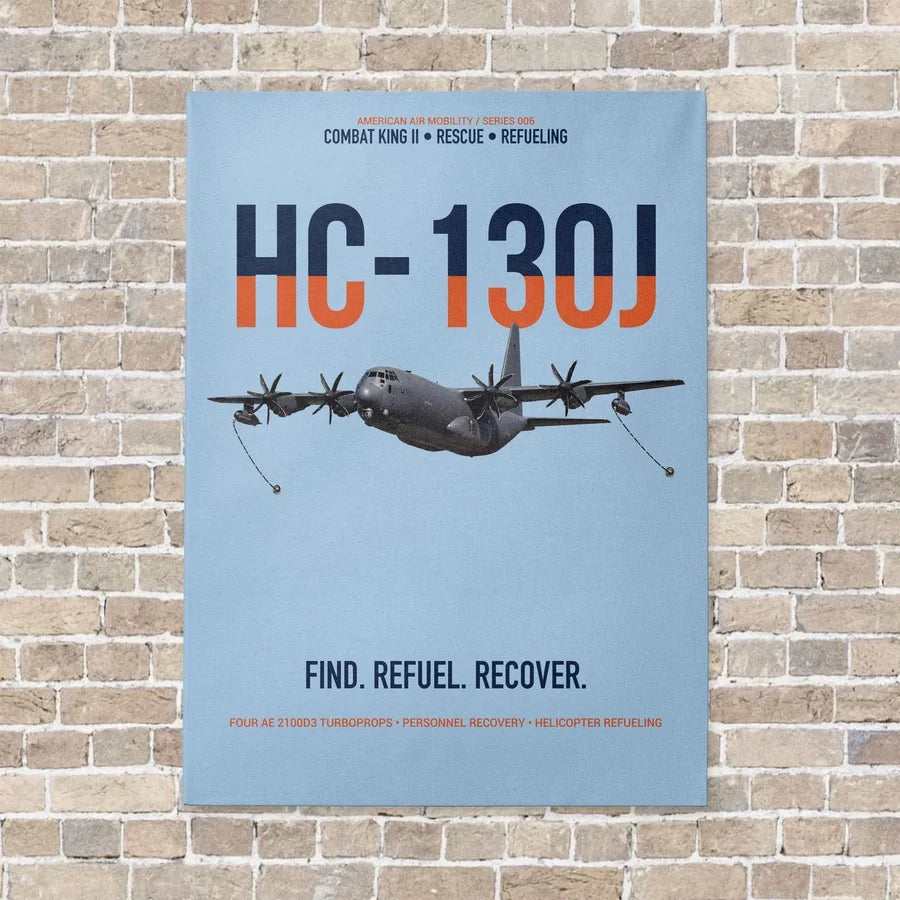HC-130J COMBAT KING II vertical canvas print - no frame - light blue background