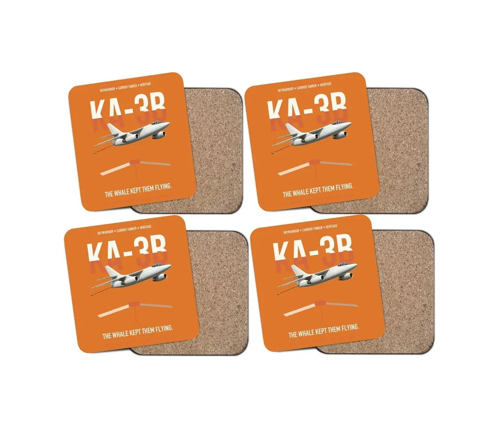 KA-3B Skywarrior design on orange 4 pieces set coaster