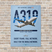 Thumbnail for Airbus A319ceo vertical canvas print - no frame - light blue background