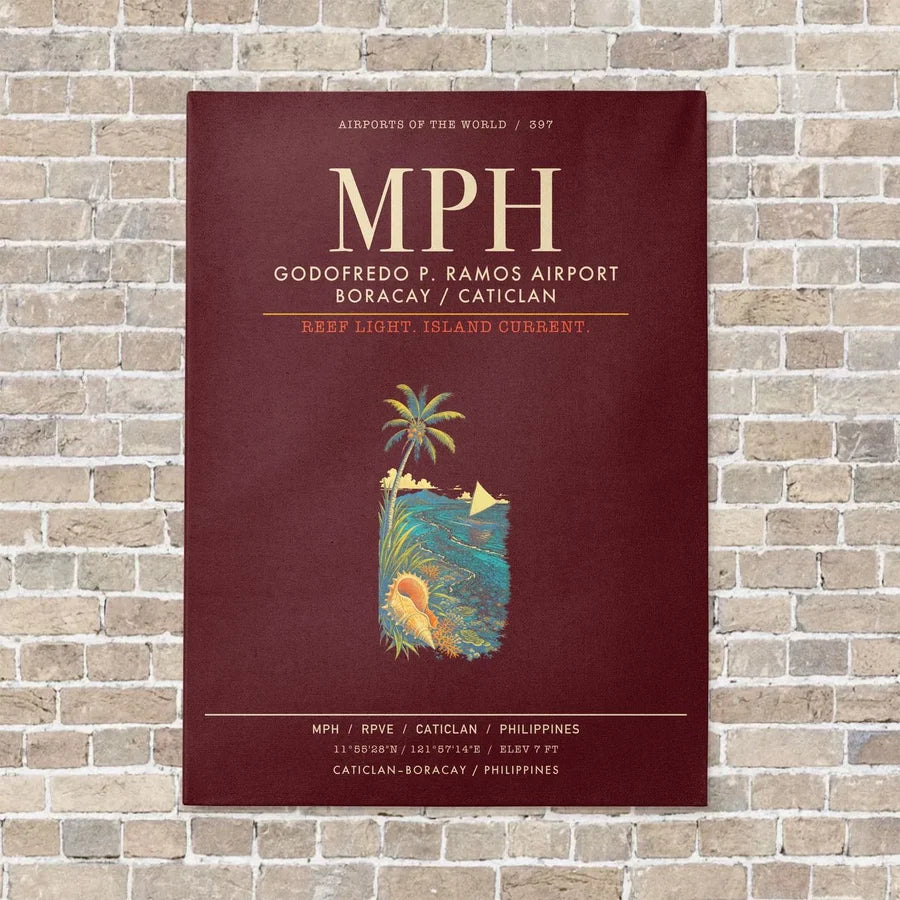 Godofredo P Ramos Airport Boracay Caticlan MPH - Canvas Framed - Dark Red