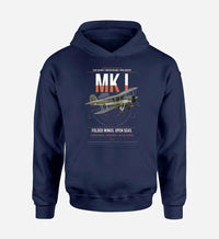 Thumbnail for Fairey Swordfish Mk I design on navy blue double-side hoodie, single-side print