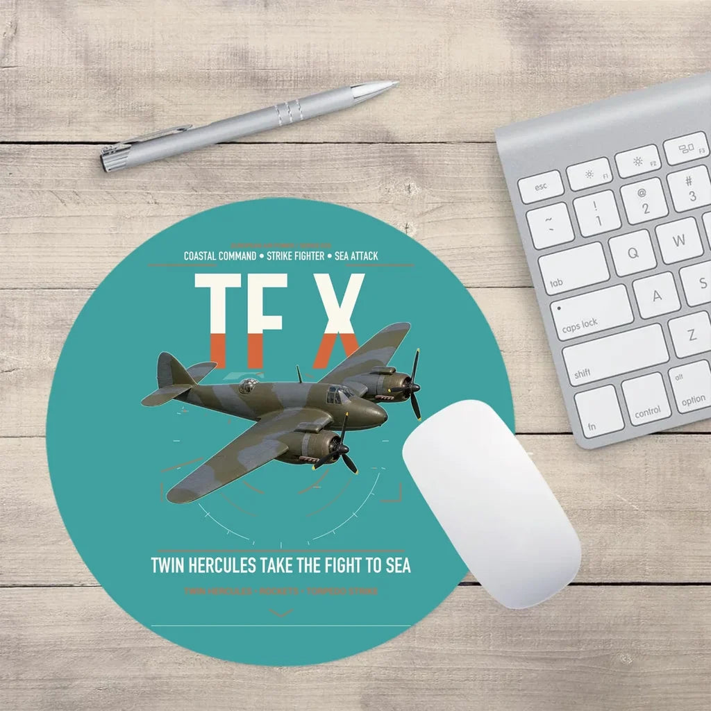 Bristol Beaufighter TF X design on turquoise round mouse pad