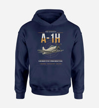 Thumbnail for A-1H Skyraider design on navy blue double-side hoodie
