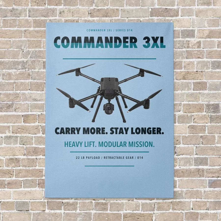 Draganfly Commander 3XL vertical canvas print - no frame - light blue background