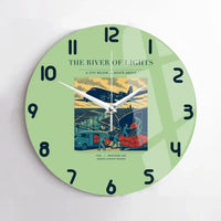 Thumbnail for VINTAGE G4152 - The River Of Lights - Designed Wall Clocks design on lightgreen no-frame