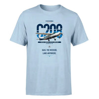 Thumbnail for Cessna 208 Caravan design on light blue t-shirt, single-side print