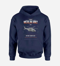 Thumbnail for Leonardo AW101 Merlin HM2 design on navy blue double-side hoodie, single-side print