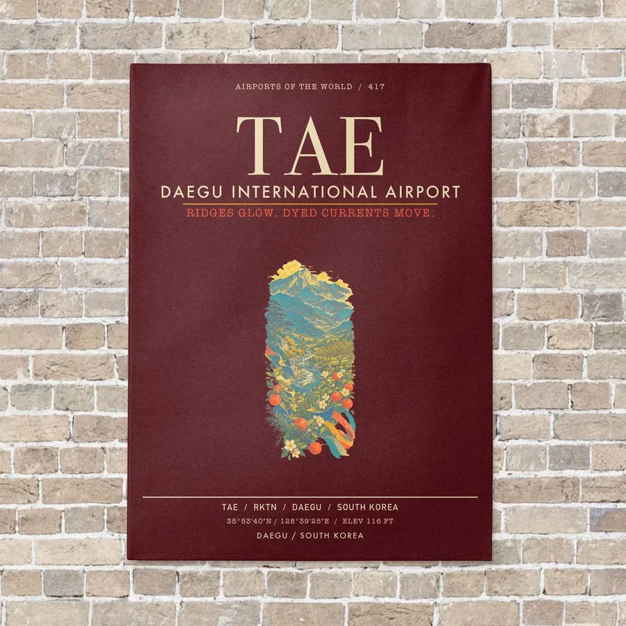 Daegu International Airport TAE - Canvas Framed - Dark Red