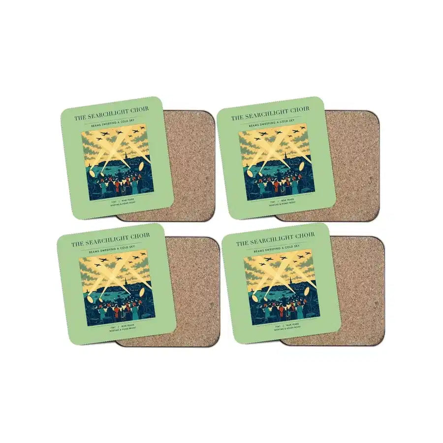 The Searchlight Choir - Designed Coasters design on light green 4-pieces-set