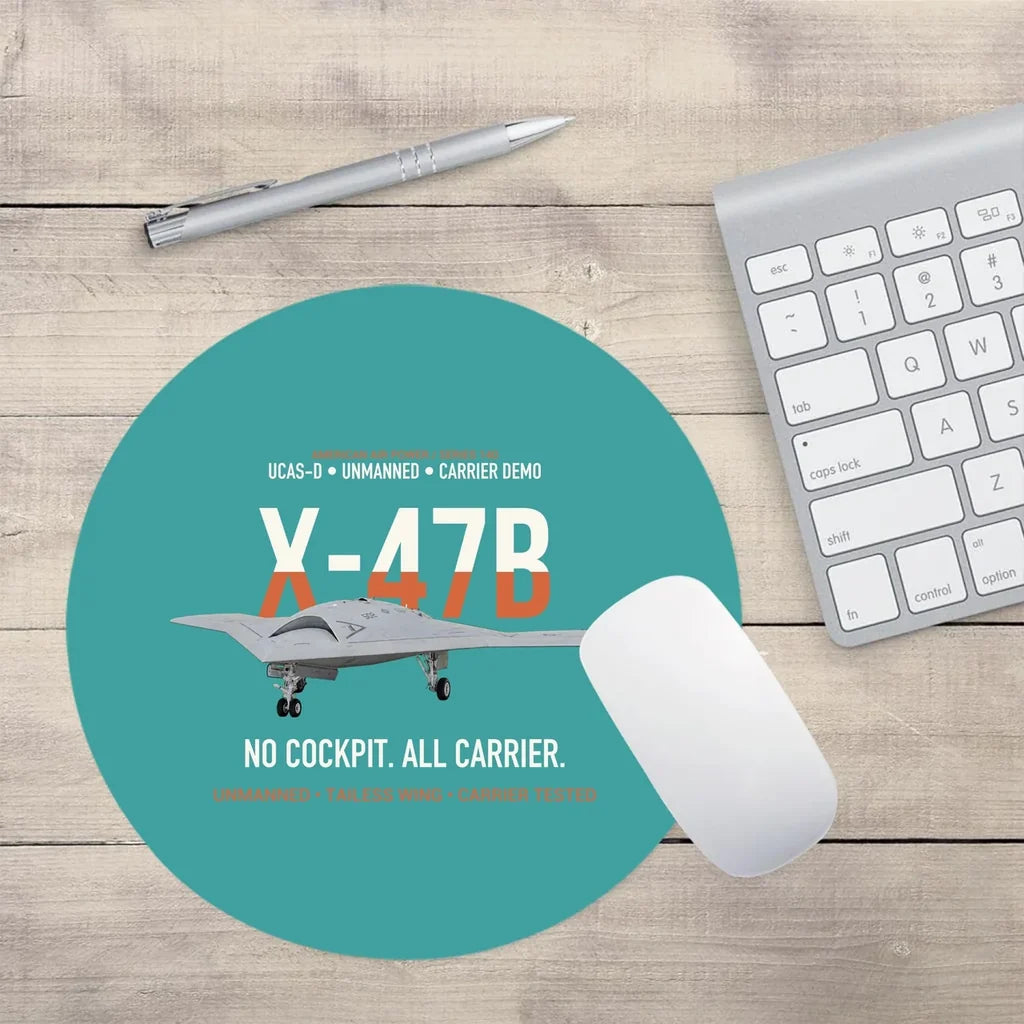 X-47B UCAS-D Carrier Wing Without a Cockpit design on turquoise round mouse pad