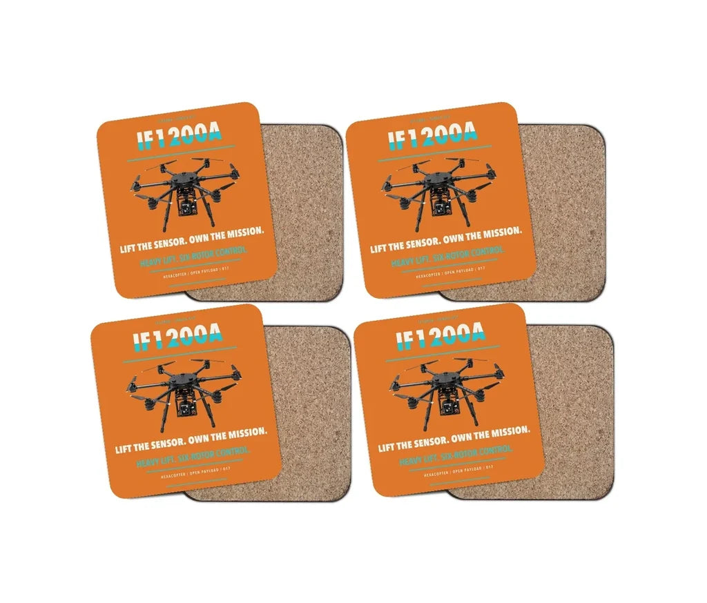 Inspired Flight IF1200A design on orange 4 pieces set coaster