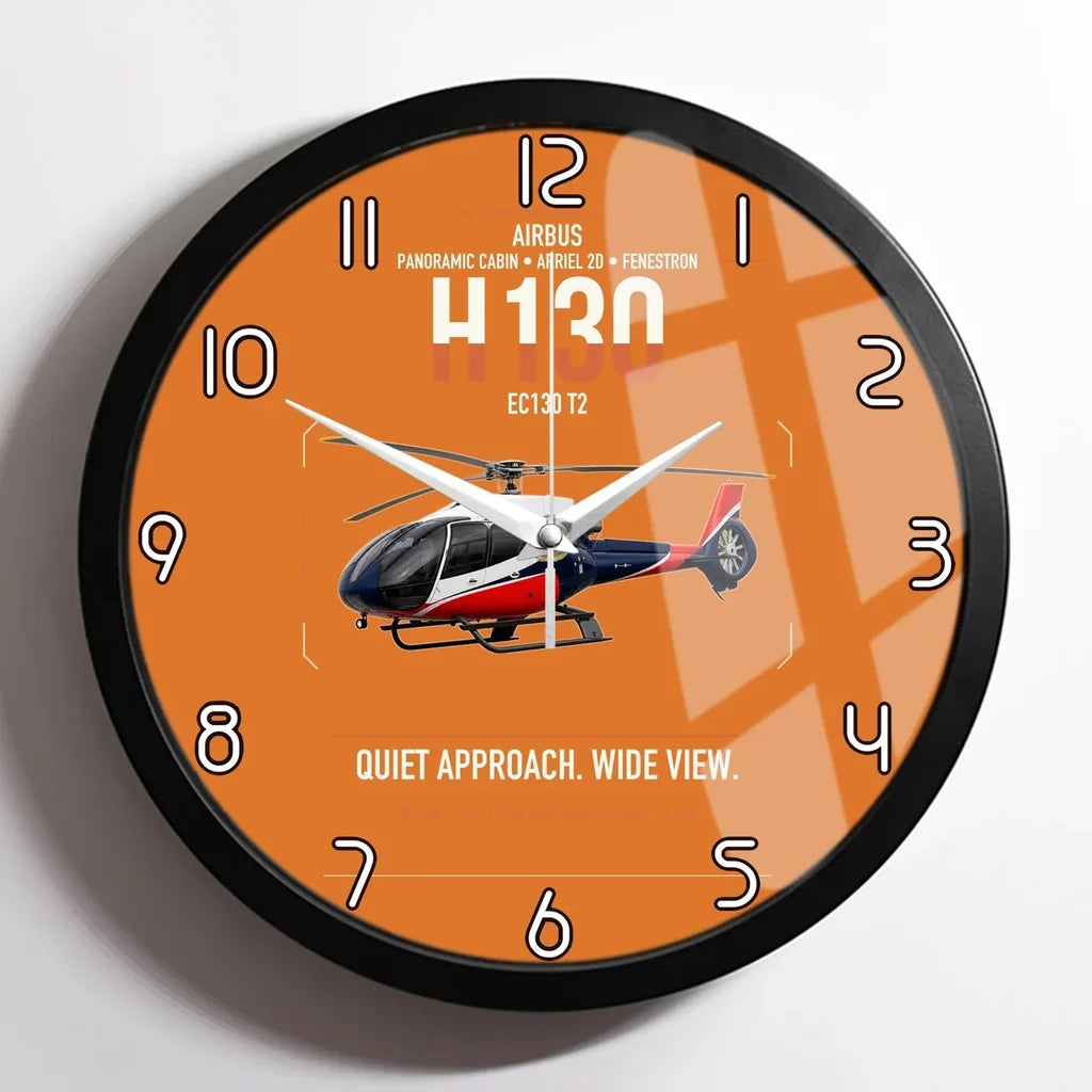 Airbus H130 design on orange framed wall clock