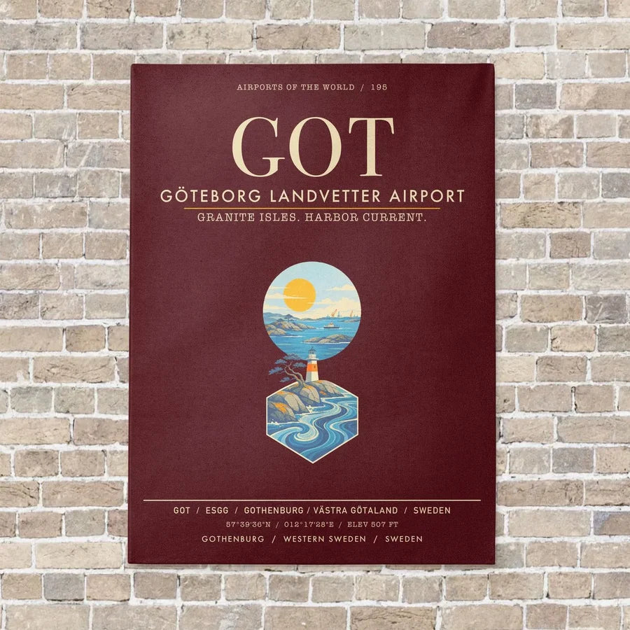 Goteborg Landvetter Airport GOT - Canvas Framed - Dark Red