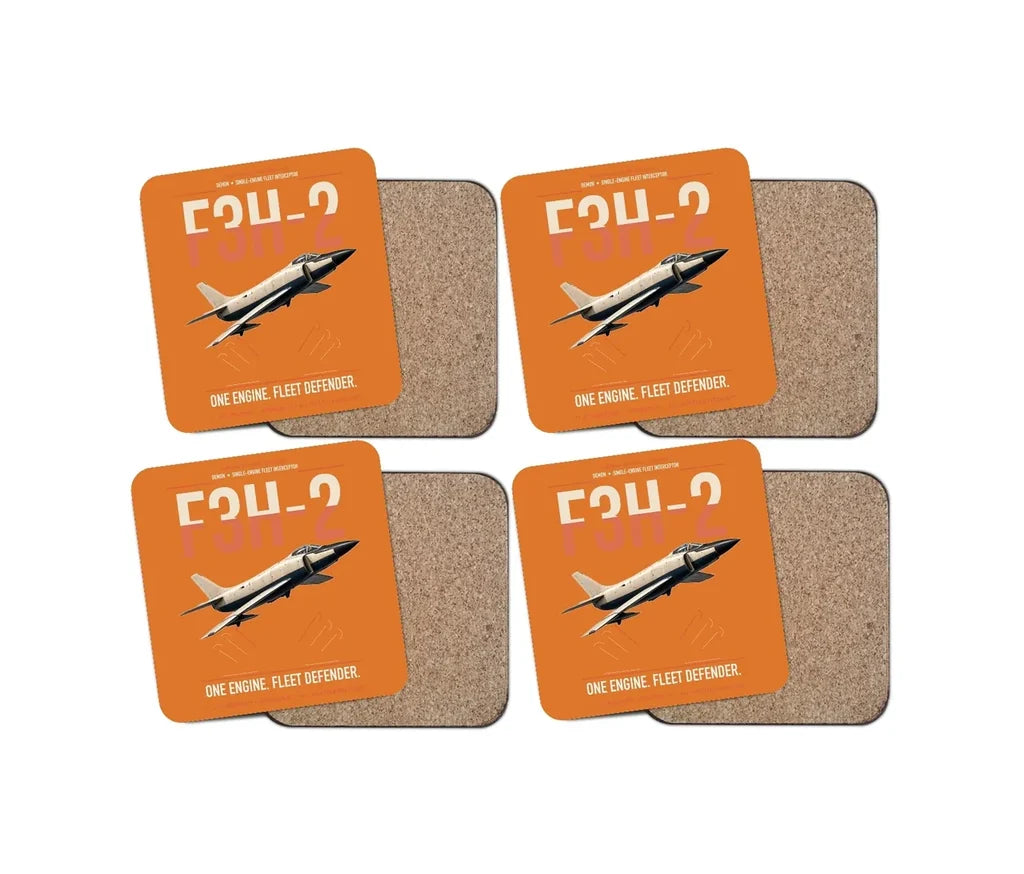 F3H-2 Demon design on orange 4 pieces set coaster
