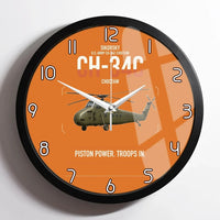 Thumbnail for Sikorsky CH-34C Choctaw design on orange framed wall clock