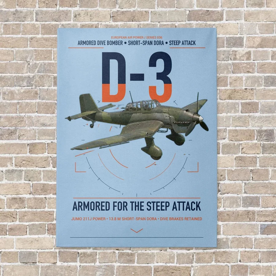 Junkers Ju 87D-3 vertical canvas print - no frame - light blue background