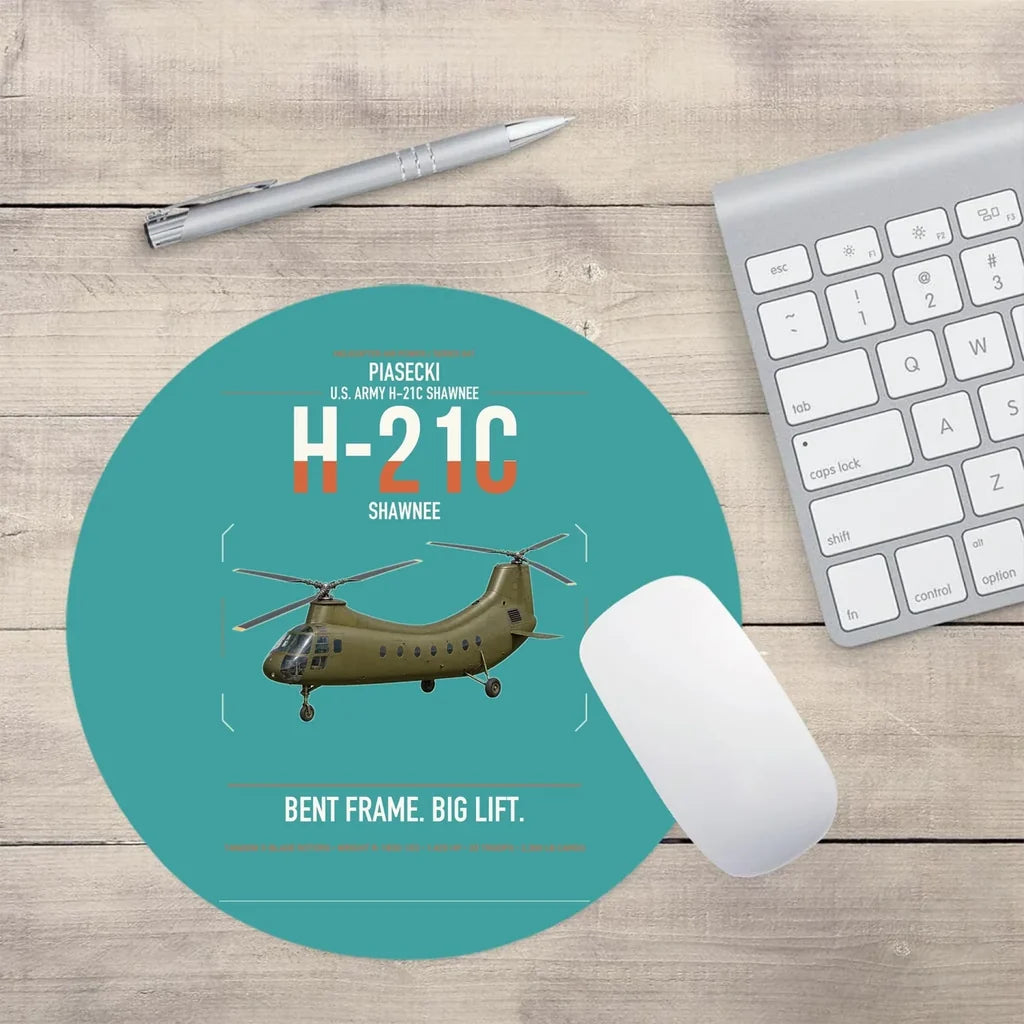 Piasecki H-21C Shawnee design on turquoise round mouse pad