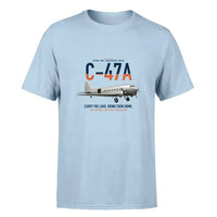 Thumbnail for C-47A Skytrain design on light blue double-side t-shirt, single-side print